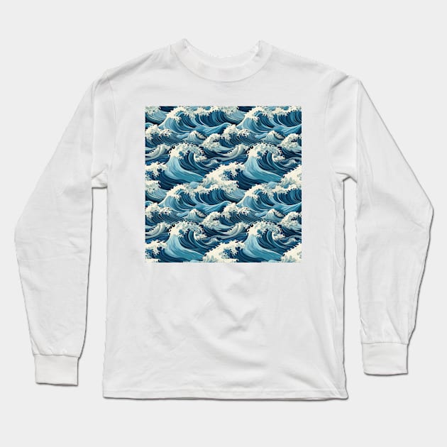 Ephemeral Crests: Hokusai Waves Reimagined Long Sleeve T-Shirt by star trek fanart and more